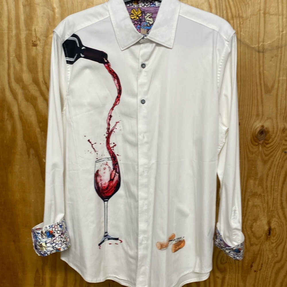 Robert Graham White Shirt with Red Wine Design